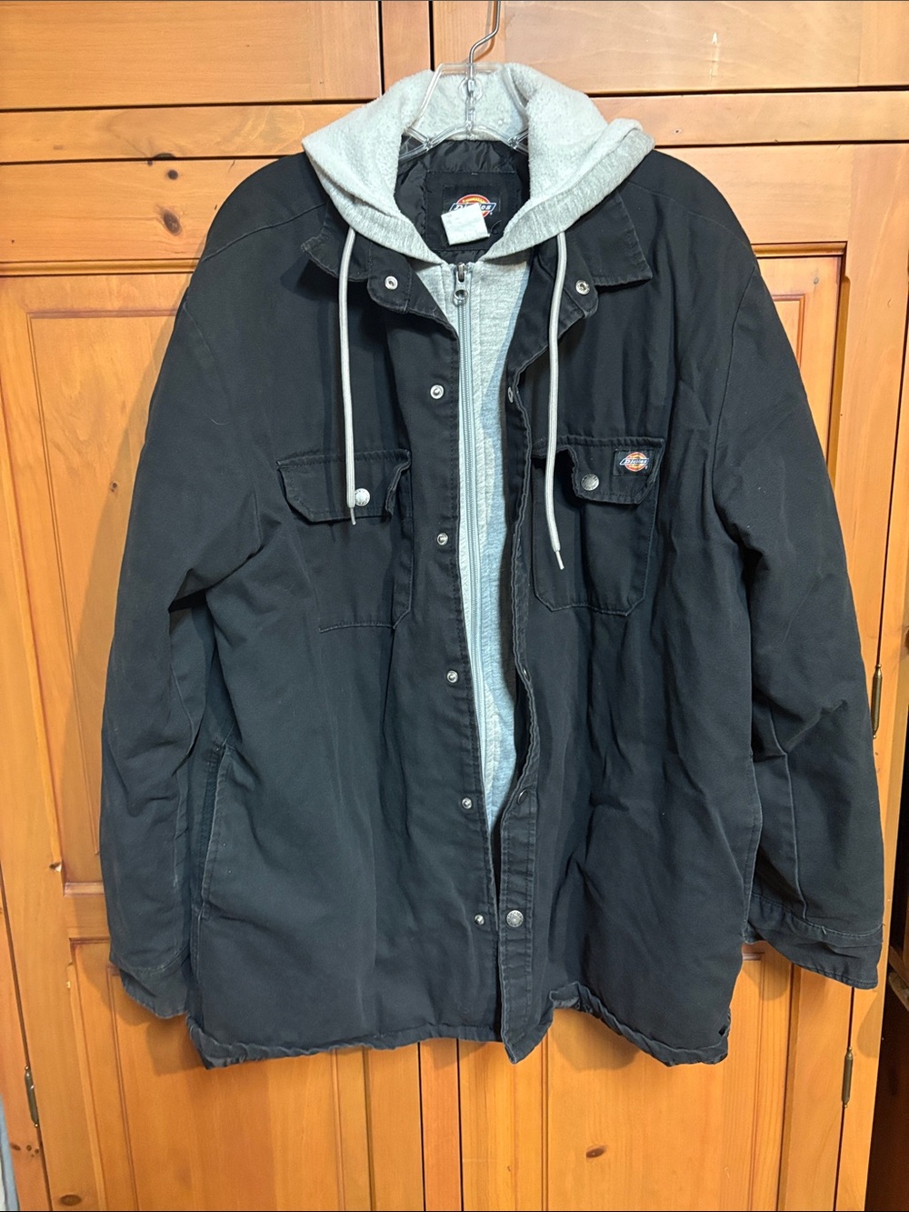 Dickies Black Work Jacket with Light Gray Hooded Liner